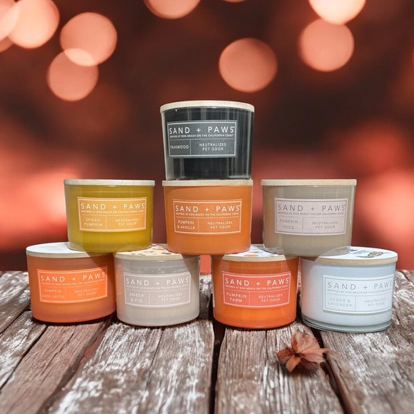SAND + PAWS Two Wick Odor Neutralizing Scented Candle 12 Oz $28 Retail NEW - Picture 1 of 12